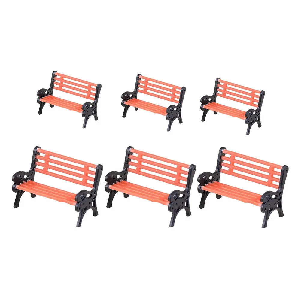 6pcs Micro Landscape Decorations Miniature Park Benches For House Accessories Kids Pretend Outdoor Garden Ornament Mini Chairs