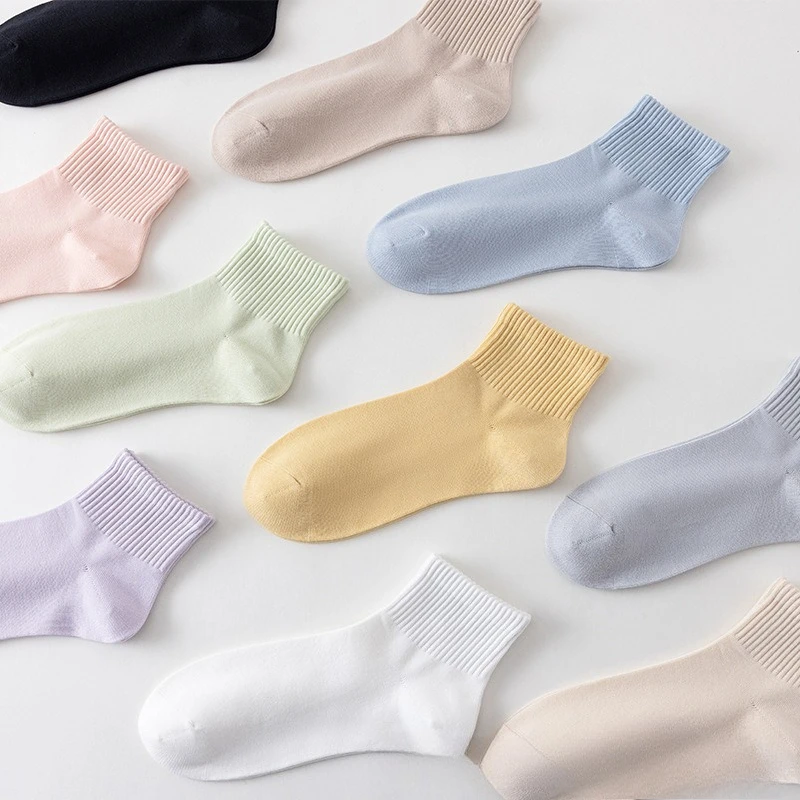 

10 pairs Spring Autumn Fashion Versatile Short Tube Casual Comfortable Thin Sports Socks Lightweight Breathable Women's Socks