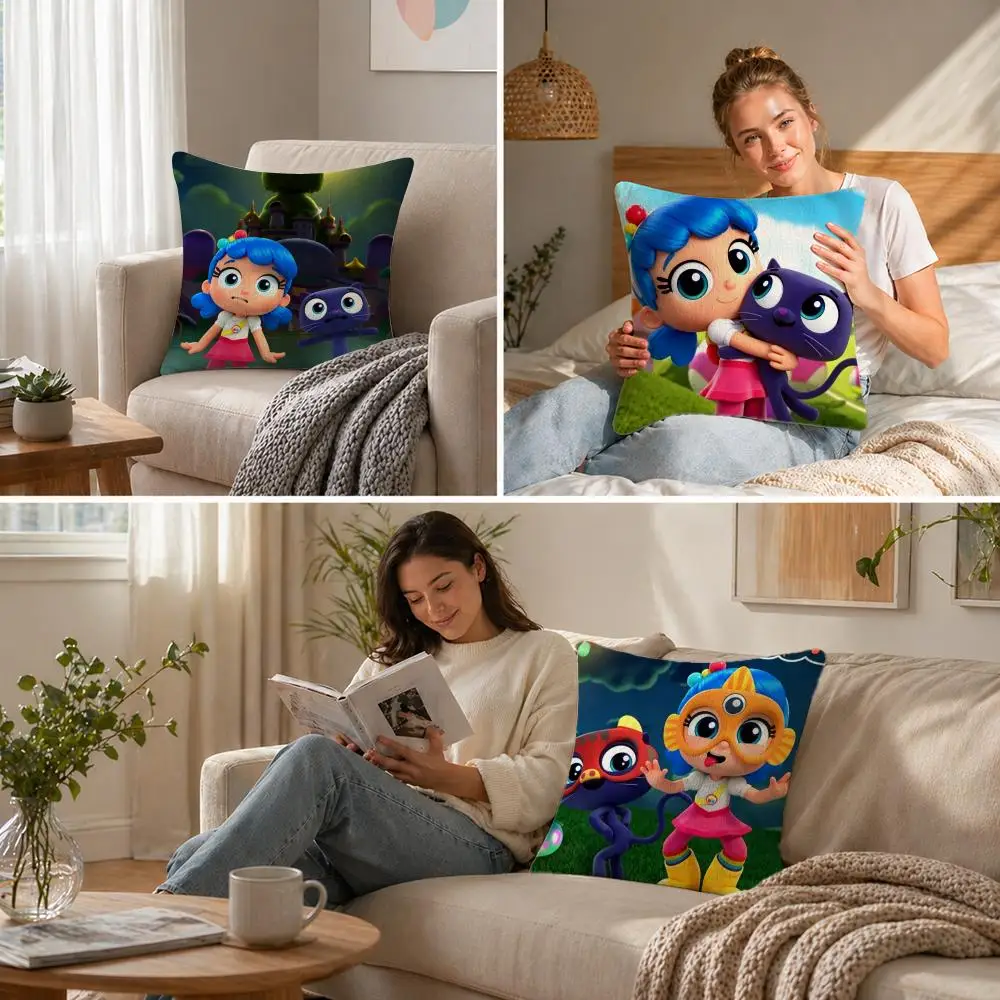 Cartoon T-True R-Rainbow K-Kingdom Cushion Cover Natural Linen Pillowcase Set, All-in-One Decor for Sofa, Bedroom & Chair