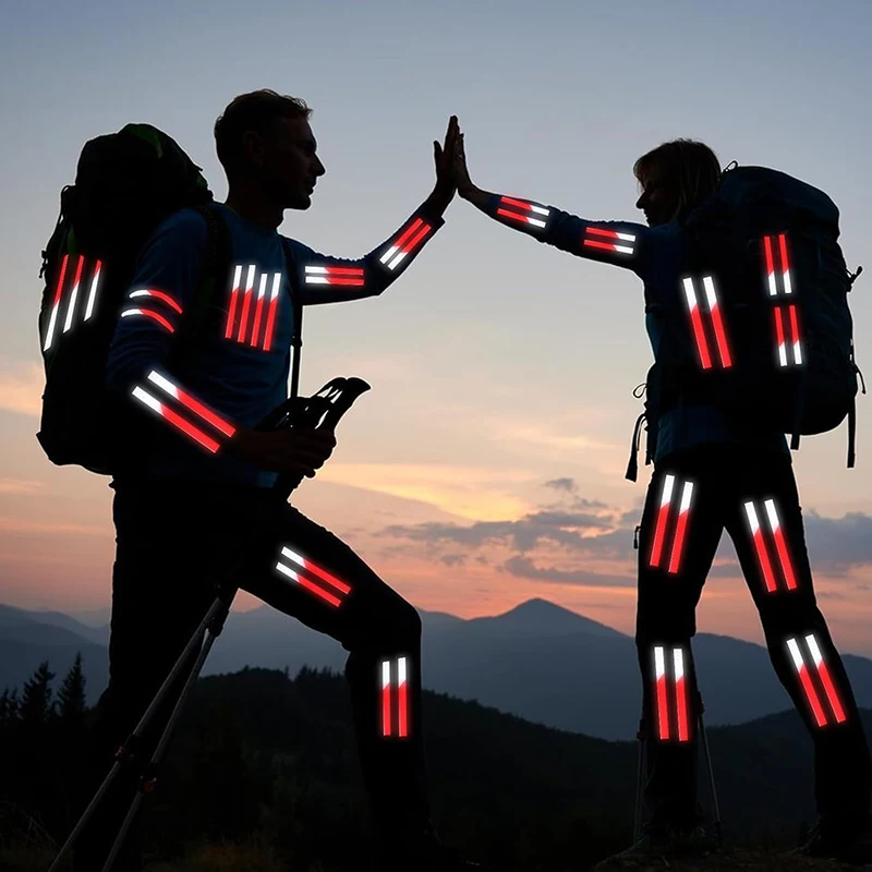 Roadstar 2pcs High Visibility Reflective Tape 1cmx8m Red/White Adhesive Cycling Sticker Safety MTB Bicycle Reflective Tape