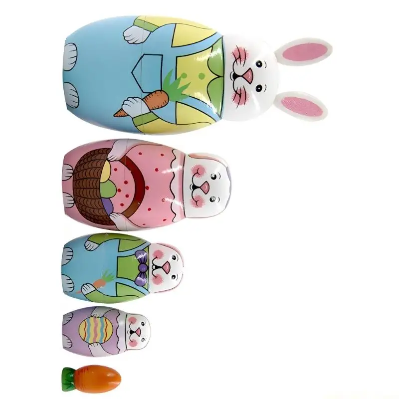 QX2E Pack Of 5 Handmade Wooden Seasonal Animal Dolls For Home Display