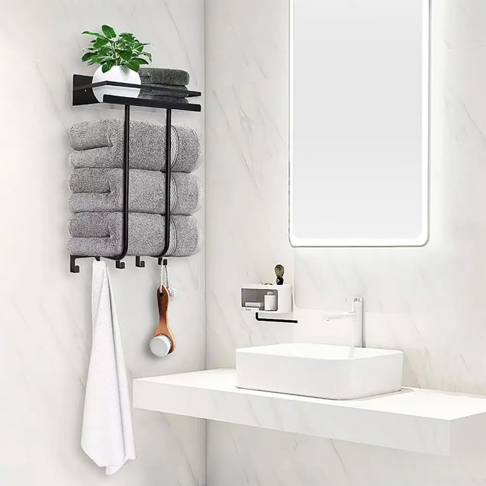 

Bathroom Towel Rack Bathroom Towel Storage Rack with Sturdy Wall Mounted Holder Shelf for Simple Installation Organize Towels