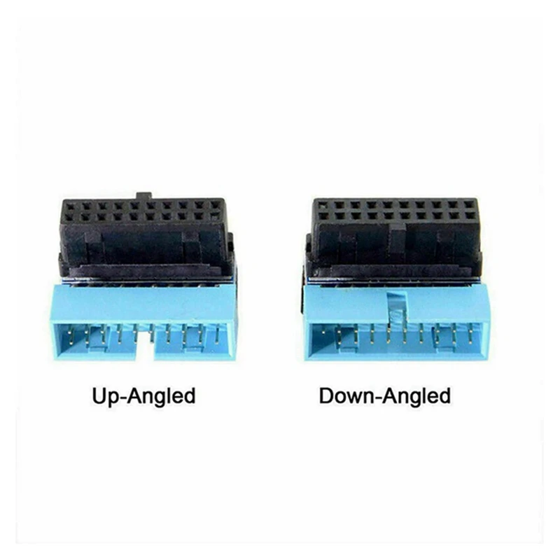 2Pcs USB3.0 19/20Pin Steering Joint Socket Desktop Computer Motherboard Vertical Pin Holder 90 Degree Elbow Plug