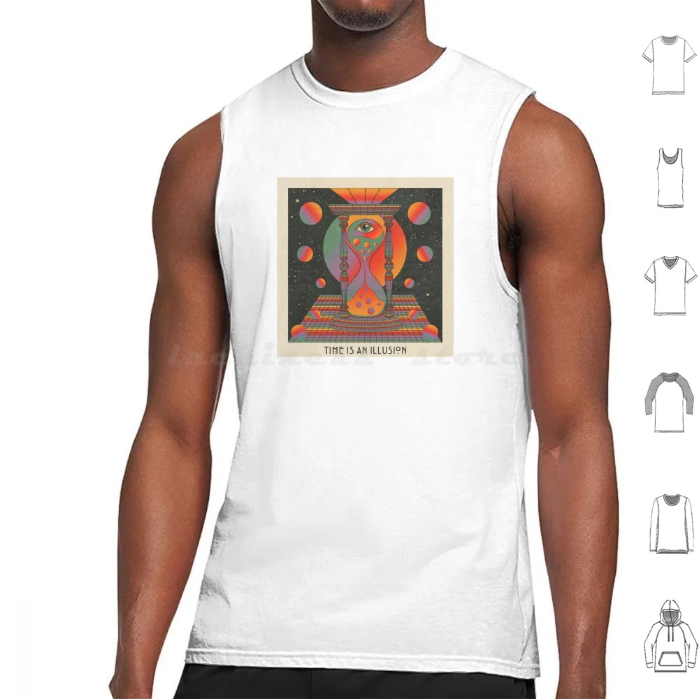 Time Is An Illusion Tank Tops Print Cotton Classic Meditation Quote Psychedelic Boho Retro Vintage Exhibition