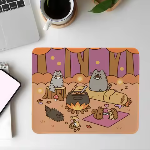 Kawaii P-Pusheen Cat Mouse Pad Gaming Esports Mousepad Laptop Computer Locking Edge Office Desk Mat Rubber Small Anti Slip Pad