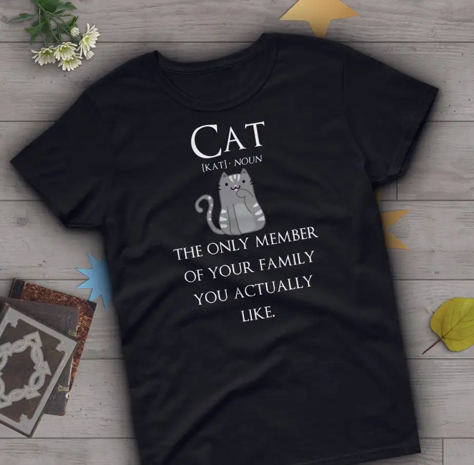 Funny Cat T Shirt Lover Cute Pet Top Definition Blue Navy