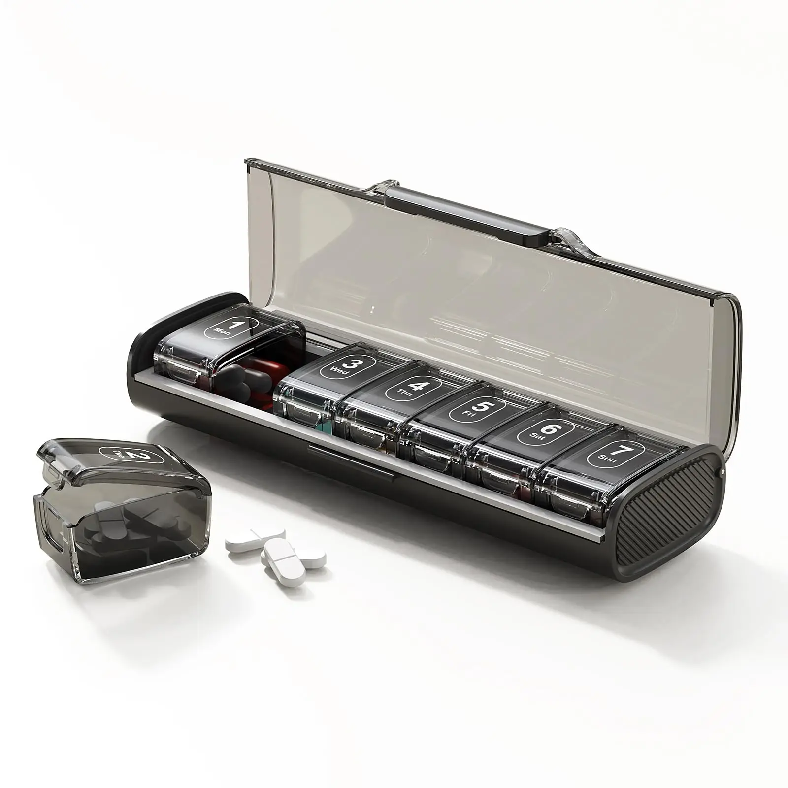 

Портативная 7-дневная коробка для таблеток, влагостойкий контейнер с большими отделениями, органайзер для лекарств, таблетки, витамины, лекарства, контейнер для рыбных масел