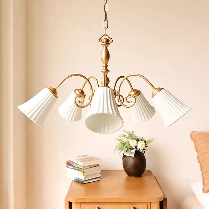 Chandelier Retro French Art, Ancient American Style, Light Luxury Living Room, Bedroom, Study Light