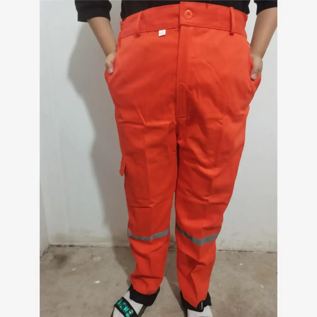 

High-End Orange Red Pure Cotton Work Trousers Wear-Resistant And Durable Labor Protection Uniforms for Workers in Factory Wor...