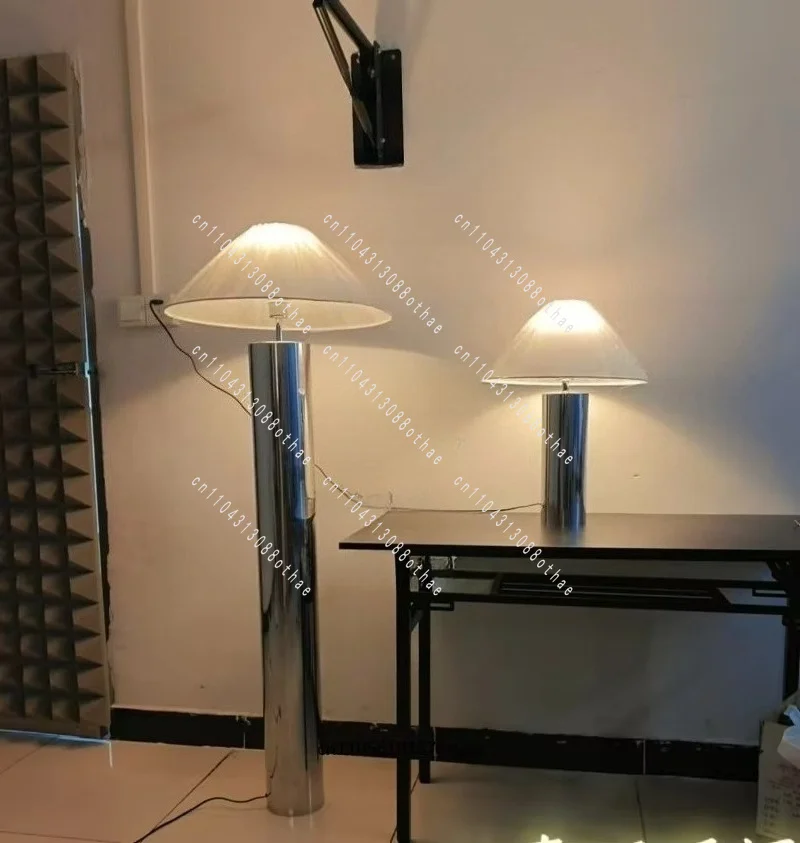 Simple New Chinese Style Model Room Bedroom Study Designer Hat Desk Decoration Modern Bamboo Hat Stainless Steel Floor Lamp