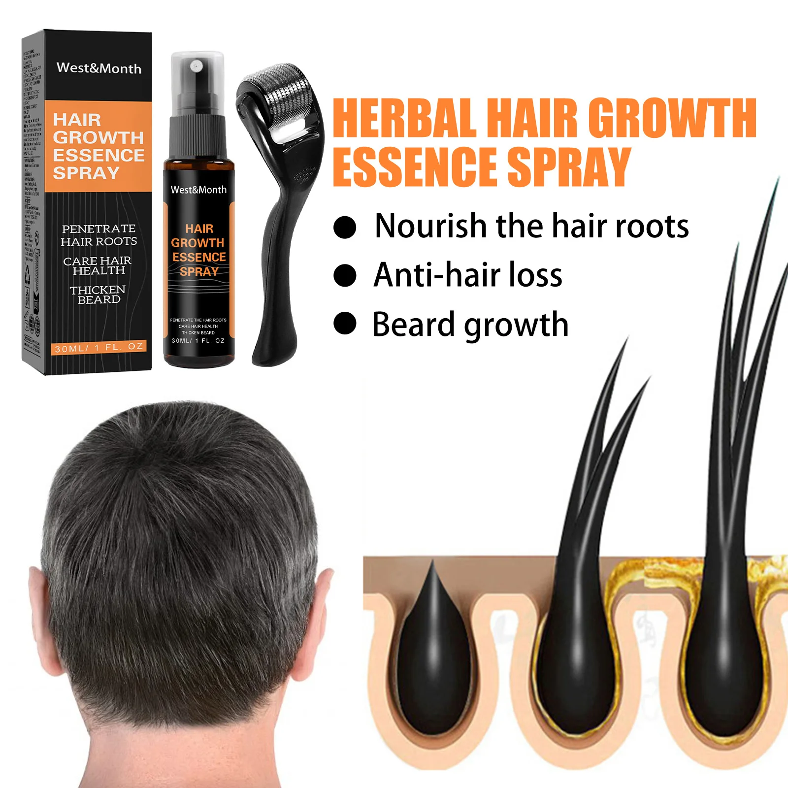 Fast Hair Growth Ginger Growth Hair Oil Roller Treatment Anti Hair Loss Men Women Scalp Treatment Serum Products Beauty Health