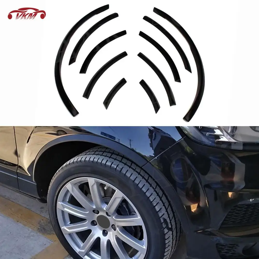 PP Black Car Wheel Modling Trims for Audi Q7 SQ7 RSQ7 Sline 2006 - 2015 Wheel Arch Eyebrow Stripe Fender Mudguard Spoiler 10 pcs