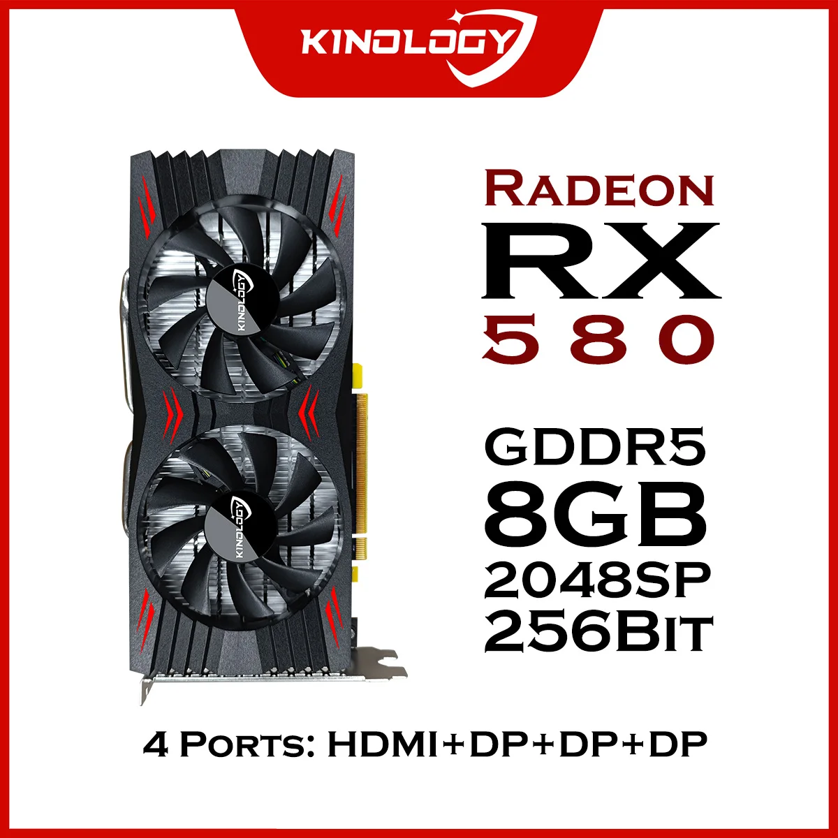 Kinology AMD RX 580 8GB 2048SP Gaming Graphics Cards GDDR5 GPU Video Card 256Bit Three  Ports or HDMI Computer VGA RX580