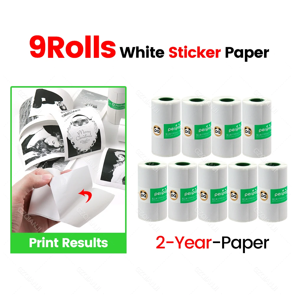 Witte kleur stickerlabel thermische papierrollen voor fotoprinter en kleur Witte ontvangstbriefprinter Papierrol voor Peripage A6