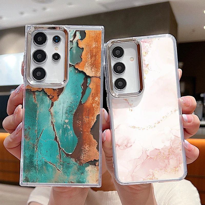 Colored Marble pattern Phone Case For Samsung Galaxy S26 S25 S24 Ultra S25 S23 FE A57 A56 A37 A17 A55 A15 A36 A54 Soft TPU Cover