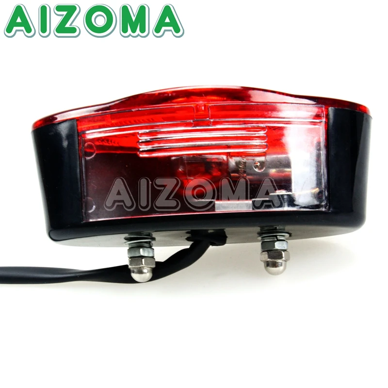 Motorcycle 12V Cat Eye Taillight ABS Red Brake Lamp License Plate Light Universal For Harley Softail Chopper Cafe Racer Bobber