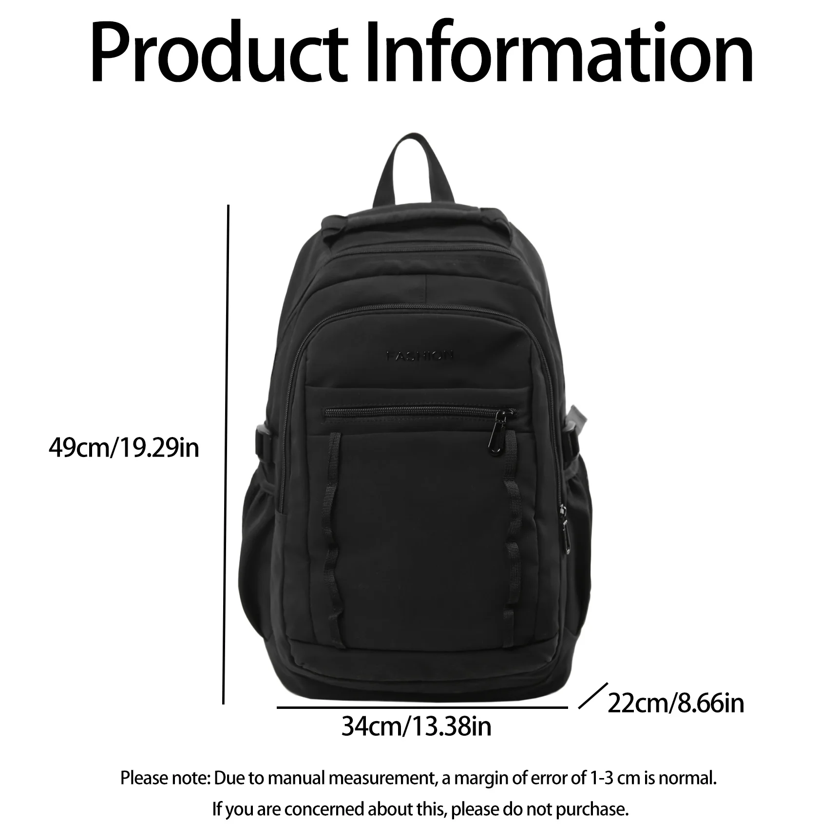 حقيبة ظهر كاجوال للجنسين من النايلون عالي السعة وخفيفة الوزن ومتينة ومحايدة للسفر وحقيبة ظهر للكمبيوتر المحمول