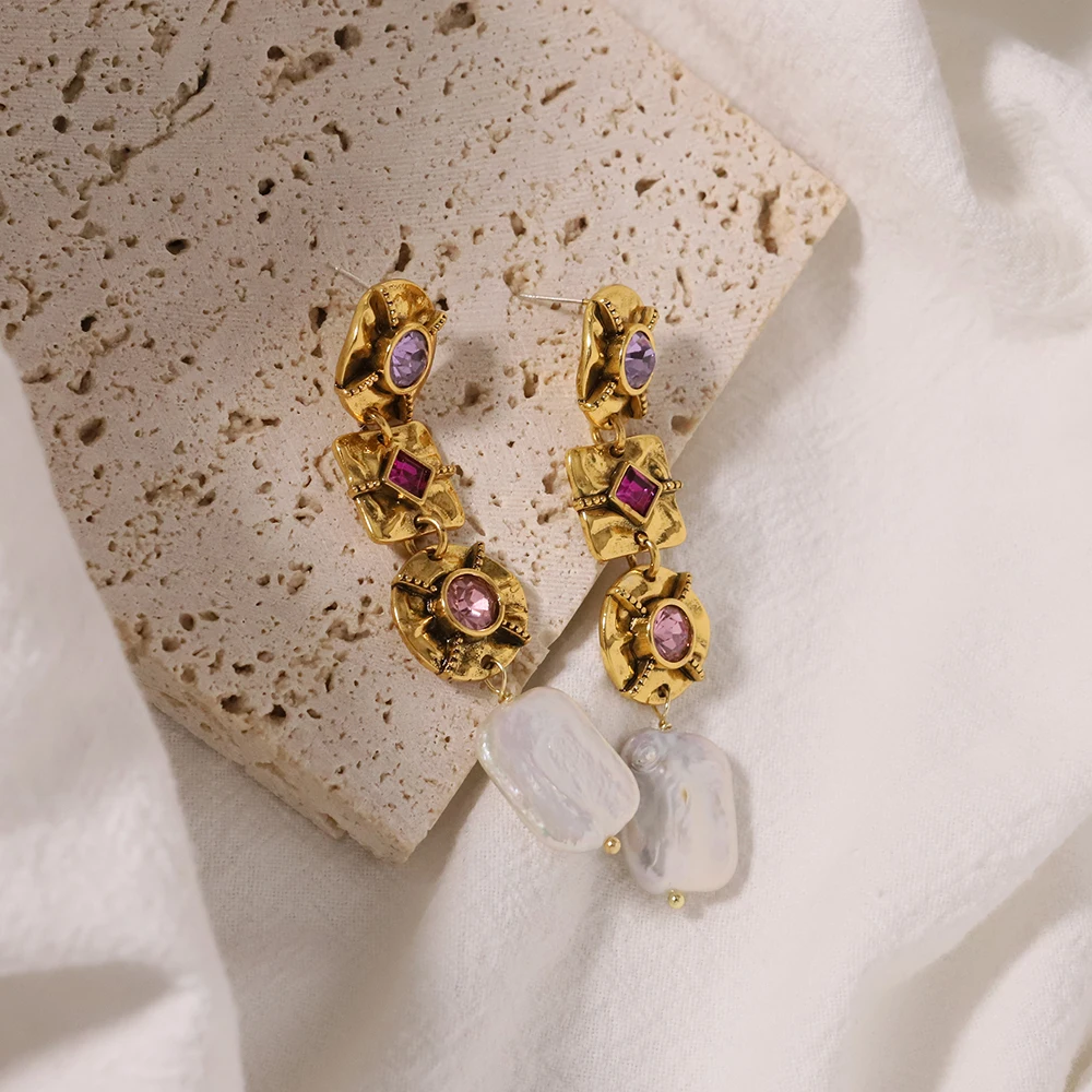 

Natural Baroque Pearls 18K Gold Plated Jewelry Hoops Women Earrings New In Vintage Earrings Drop Stud Earrings For Ladie GE1486