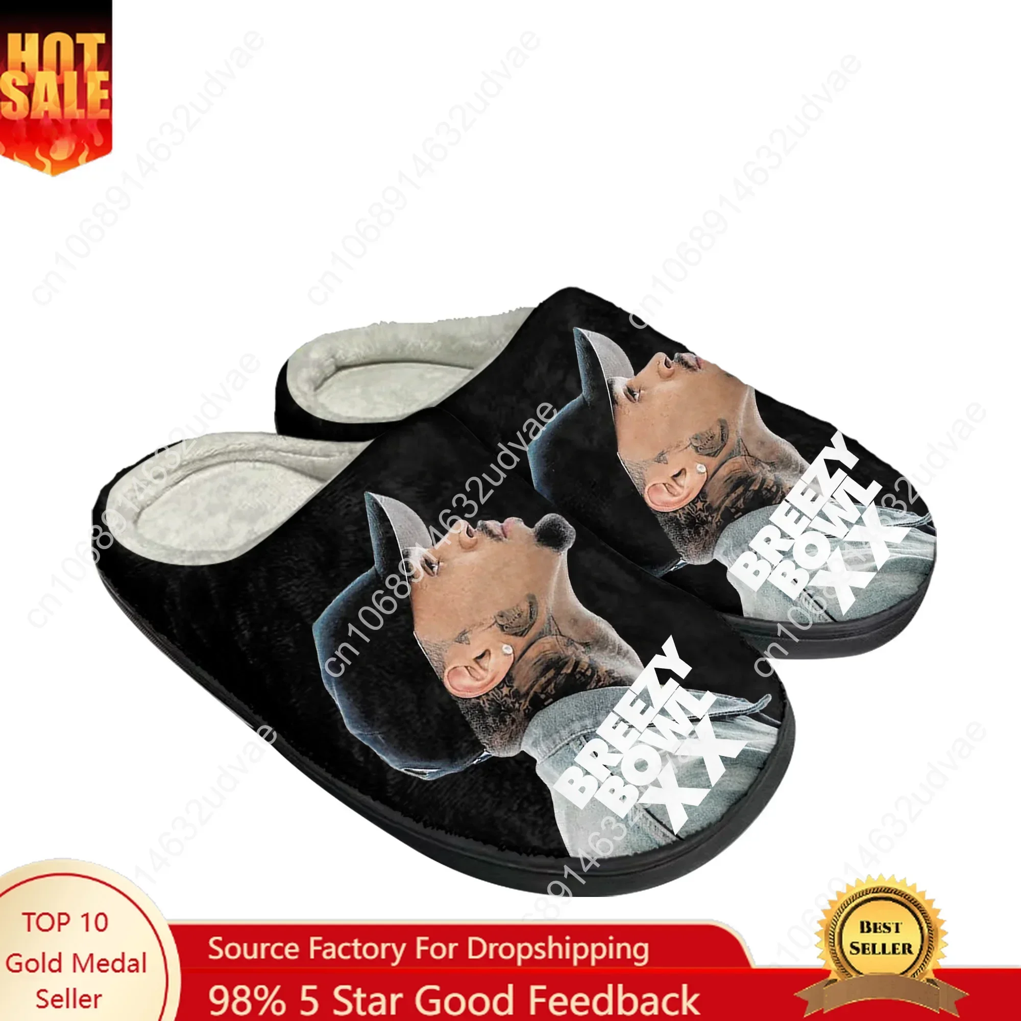 Chris Brown Cotton Slippers High Quality Mens Womens Youth Boy Girl Plush Bedroom Keep Warm Shoes Customized Thermal Slipper