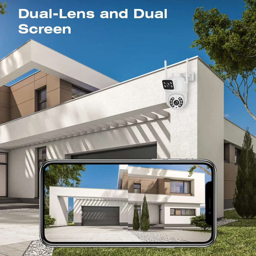 4K 8MP Dual Lens Dual Screens PTZ Wifi Camera with AI Human Detection Wireless Outdoor CCTV Security IP Camera Ziicam