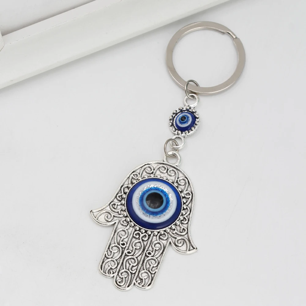 Lucky Eye Fátima Hamsa llavero de mano turco mal de ojo llavero bolsa llavero de coche para mujeres hombres llavero porte clé