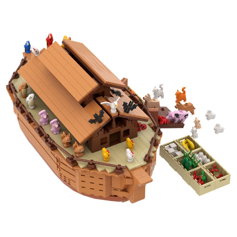 Gobricks MOC Noah's Ark Building Blocks Maritime เรือรบรุ่น Biological สัตว์อิฐ DIY ประกอบของเล่นเด็กของขวัญ