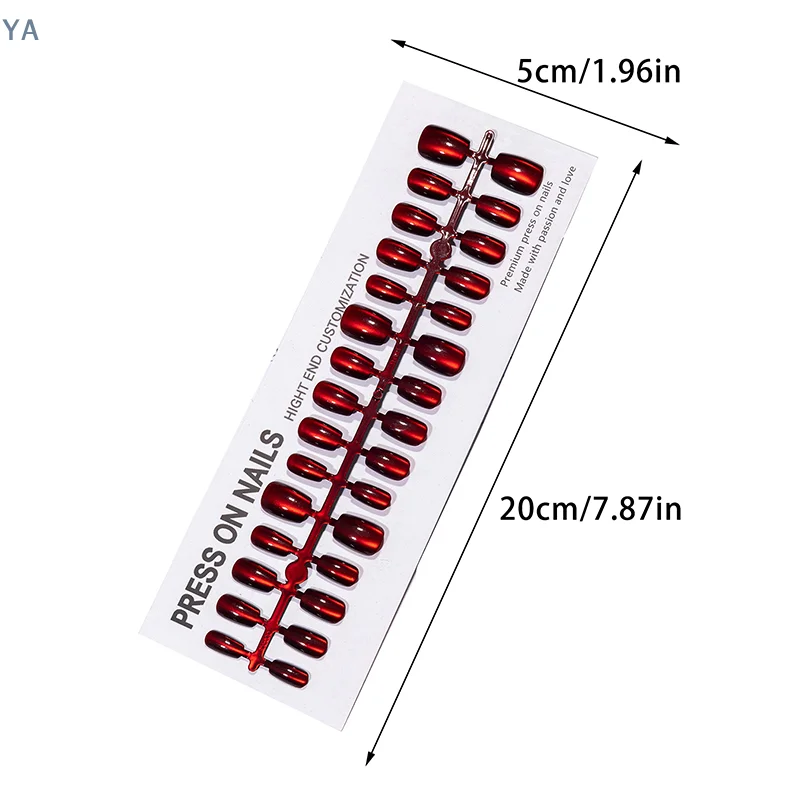 【YA】30Pcs Nails Handmade Gradient Cat's Eye Press On Fake Nails Medium Short Nail Tips Popular Design Decor Flower Full Cover
