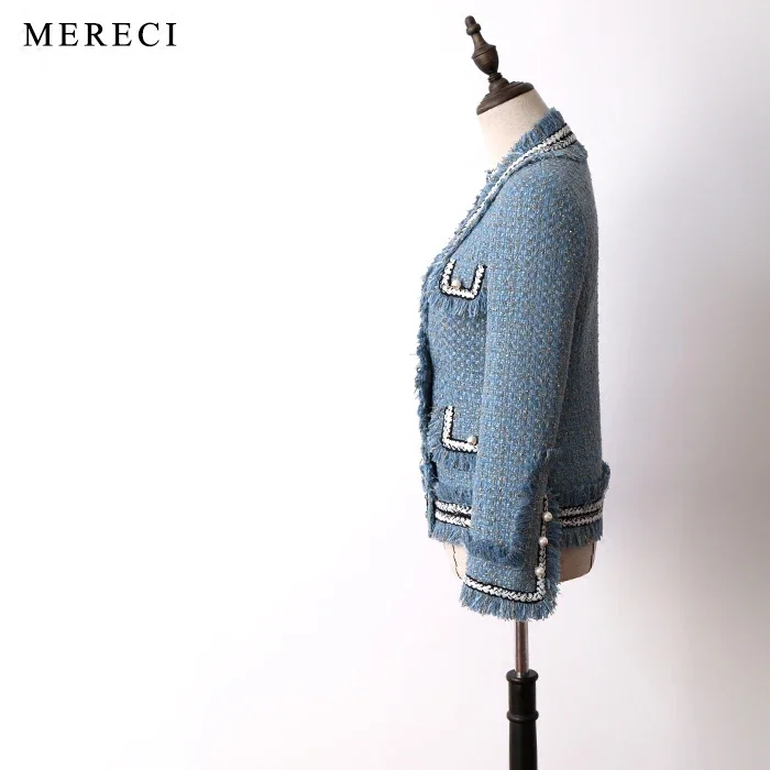 New pieces the shelves beauty lay his big blue mist heavy tweed temperament cultivate morality sweet wind coat