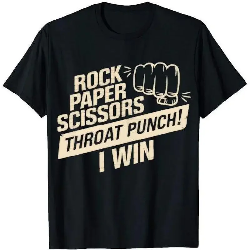 Rock Paper Scissors Throat Punch I Win T Shirt Fun Game For Gamers Casual Wear Quirky Humor