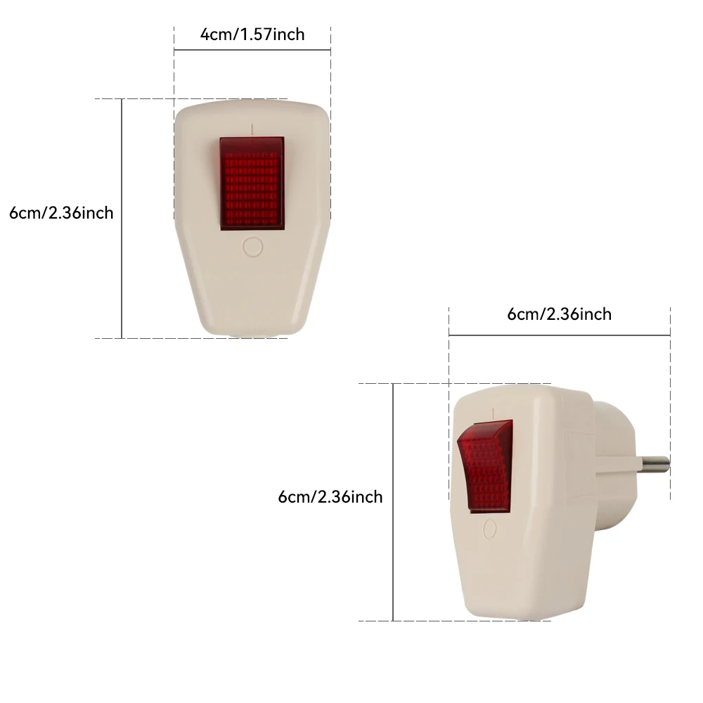 CILIA European removable power plug, EU with red ON OFF switch 16A EU power socket wiring connector with main power switch