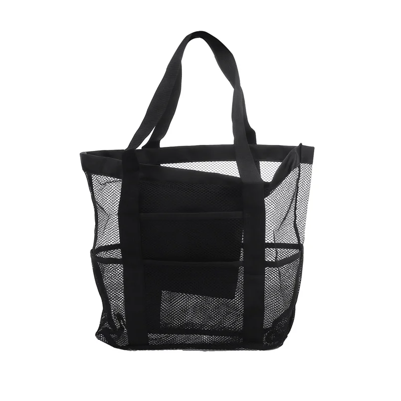 Large Capacity Mesh Beach Bag Foldable Breathable Tote For Swimming Travel Grocery One Shoulder Handheld Wash Bag 2024 New