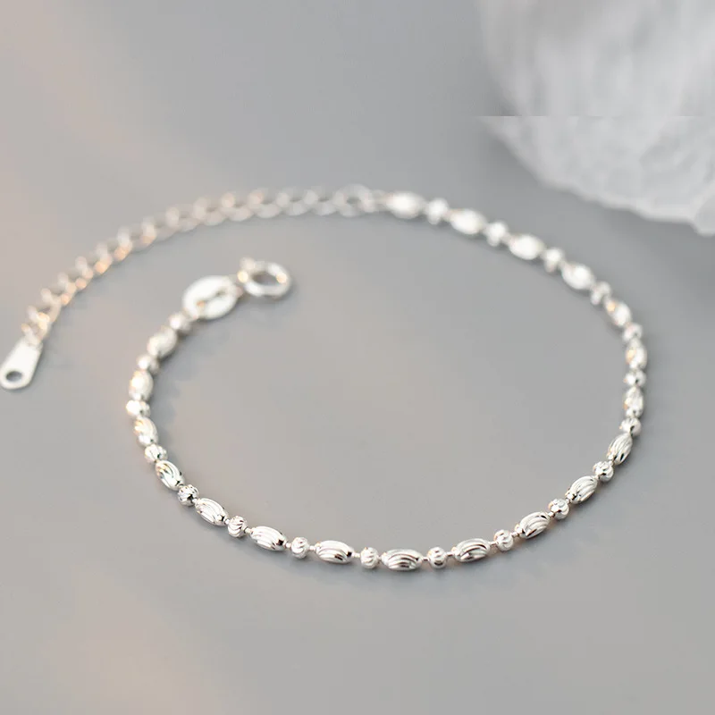 La Monada 15+5cm Simple Bracelets For Women Silver 925 Summer Oval Bean Sterling 925 Silver Women's Bracelet