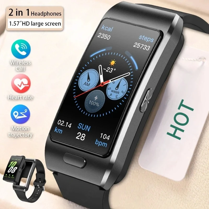 Auriculares relojes inteligentes dos en uno llamadas de respuesta asistente de voz monitoreo de salud Smartband Control de gestos Smartwatch 2025 nuevo
