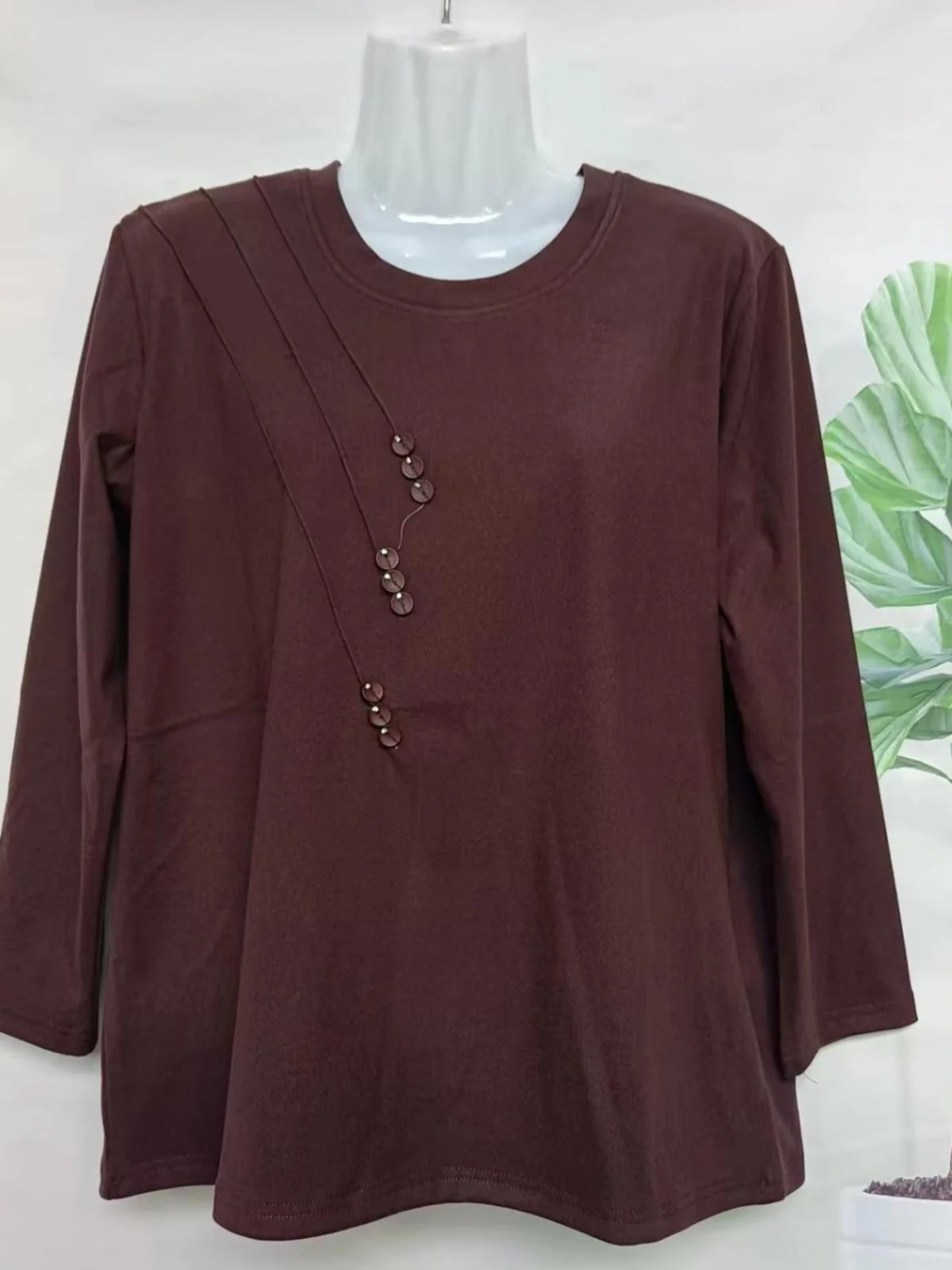 

Термофутболка-свитшот для полных женщин на осень, с длинным рукавом, свободного кроя, теплая базовая футболка из комфортного полиэстера