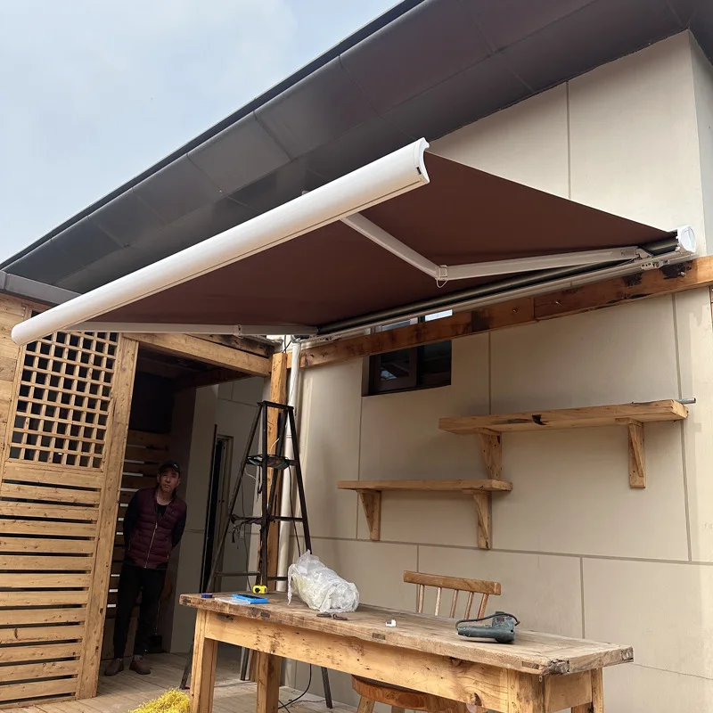 

OUTUS Factory Quality Control Wall Install Aluminum Folding Arm Heavy Duty Cassette Awning Motorized Full Awning