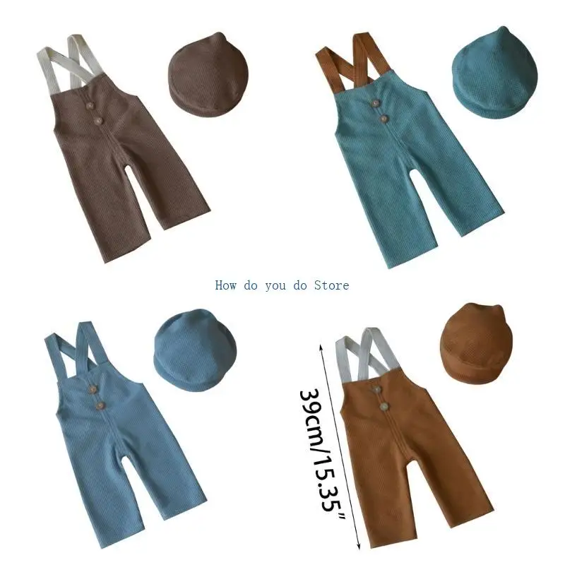 19QF 신생아 사진 소품 아기 소년 소녀 니트 의상 모자 바지 사진 촬영