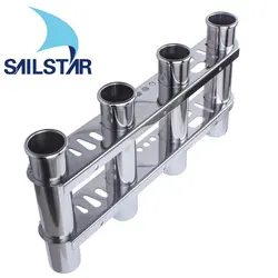 Marine Grade 316 Stainless Steel 4 Tube Fishing Rod Holder Rack for Yacht Boat Storage Organiser Accessories