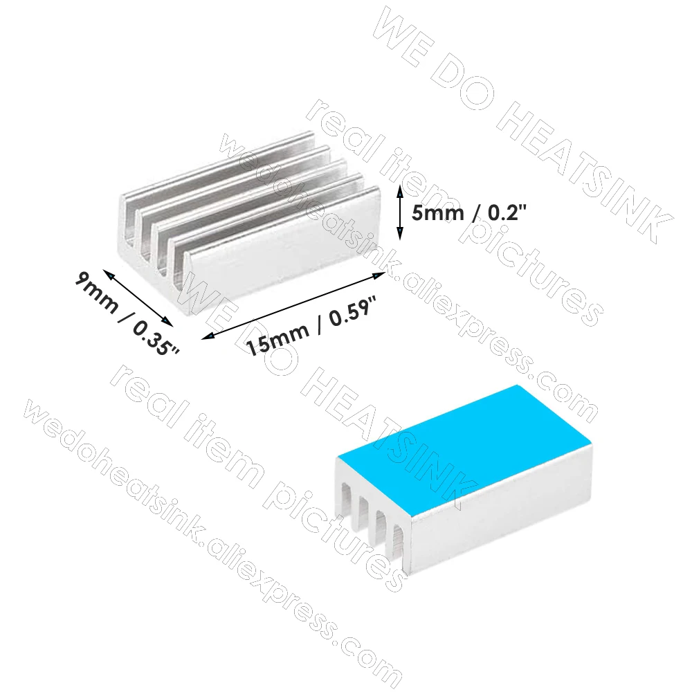 WE DO HEATSINK 100pcs 15x9x5mm Aluminum Heat Sink Ram Radiator Cooloer With Thermally Conductive Adhesive Transfer Tape Applied