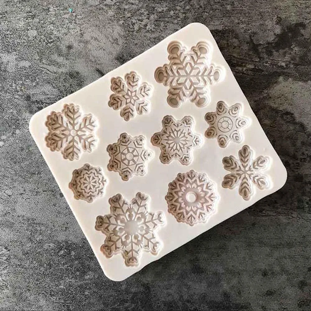 Christmas Theme DIY Silicone Baking Cake Molds Different Snowflake Shape Candy Chocolate Mold Home Kitchen Baking Shop Supplies