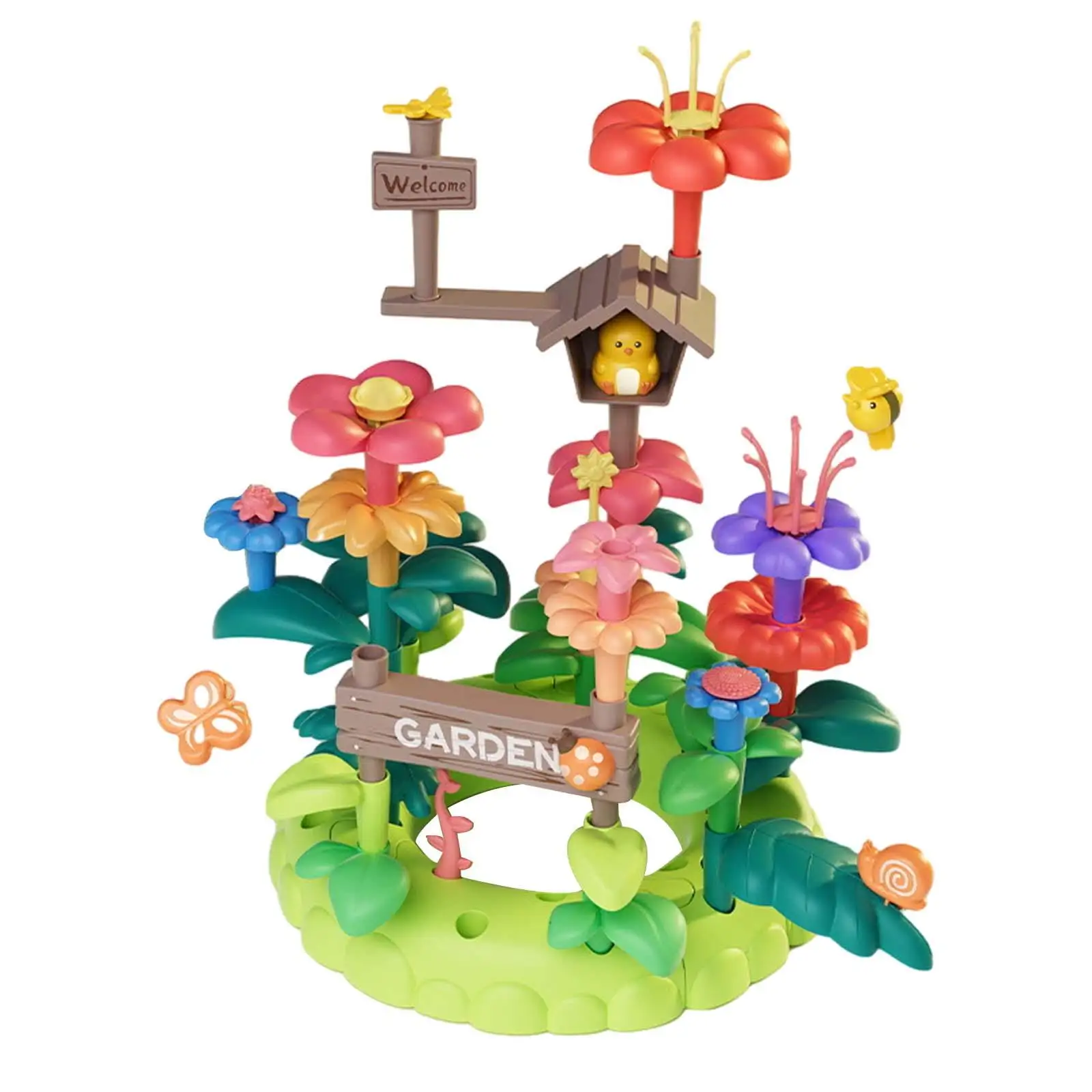 Gardening Pretend Play Set Flower Arrangement Coordination Flower Garden Building Toy for Color Preschool Number Learning