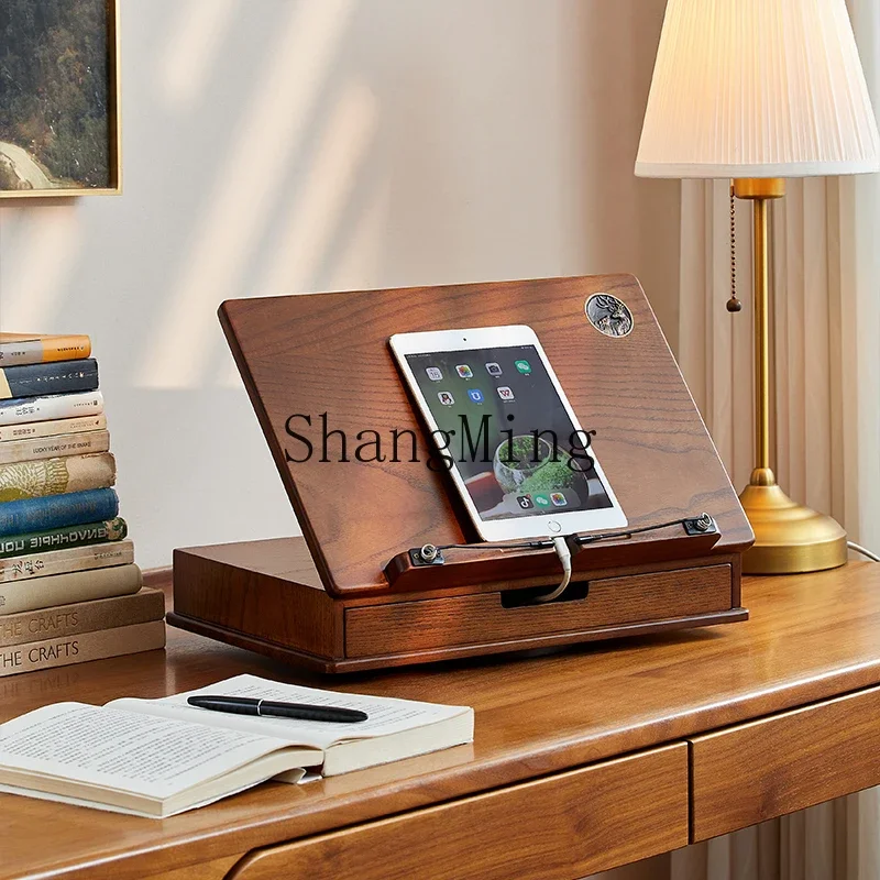 CL  Artifact Bookshelf Rotatable Stationery Storage StandSolid Wood Desktop Reading Bookshelf