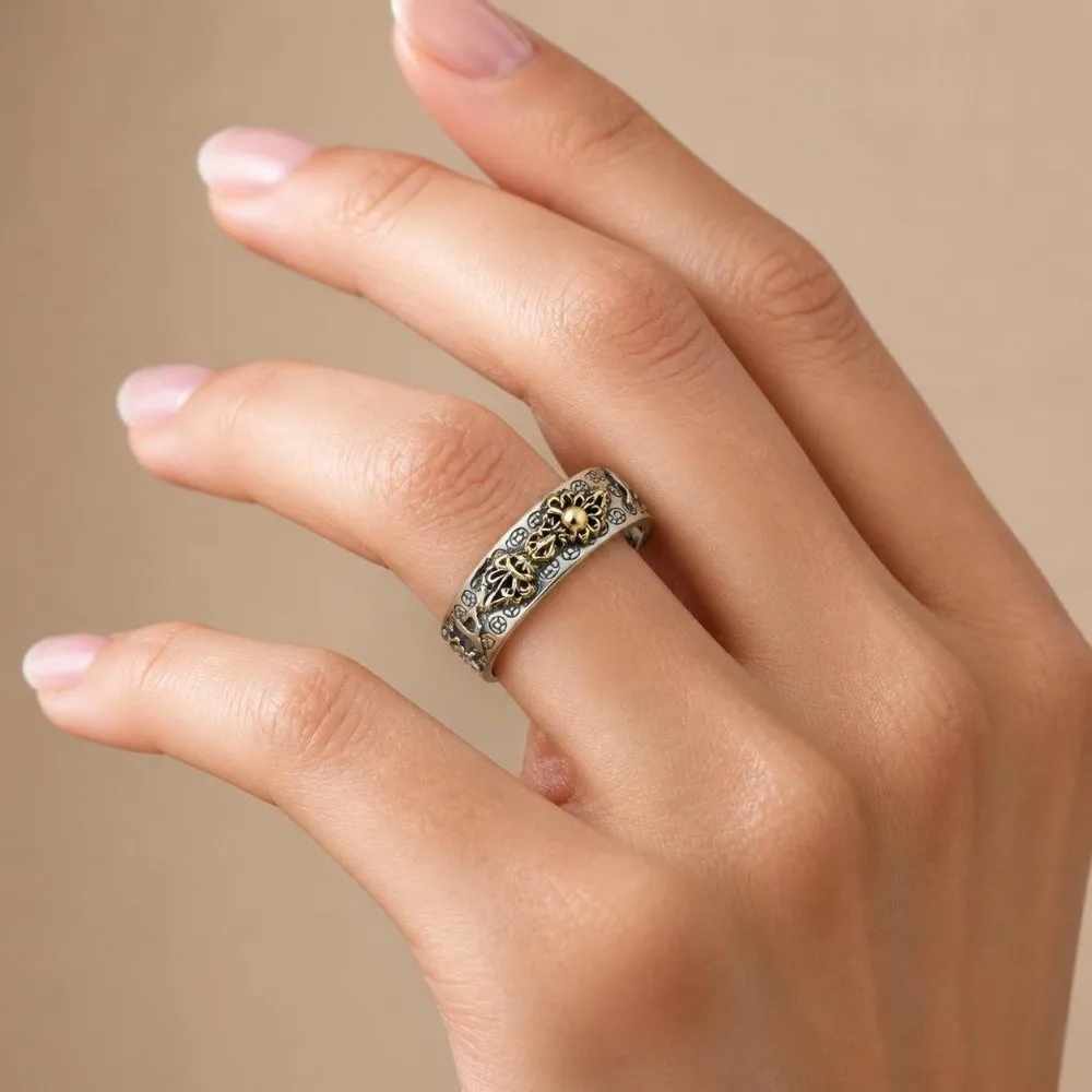 Lucky Chinese Pixiu Ring Adjustable Silver Plated Feng Shui Ring Unisex Portable Wealth Amulet Ring for Women Men