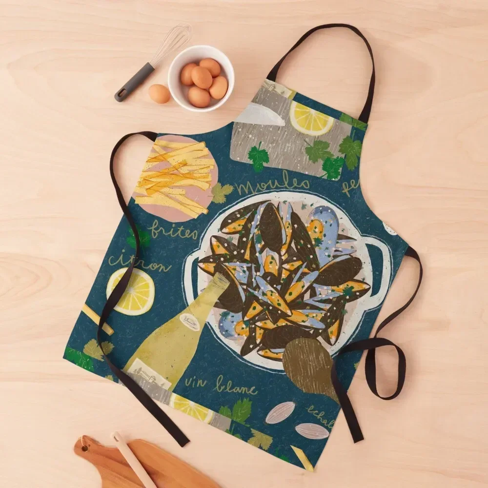 

Mussels and fries (Moules-frites) Apron Kitchen Things Woman Work Apron