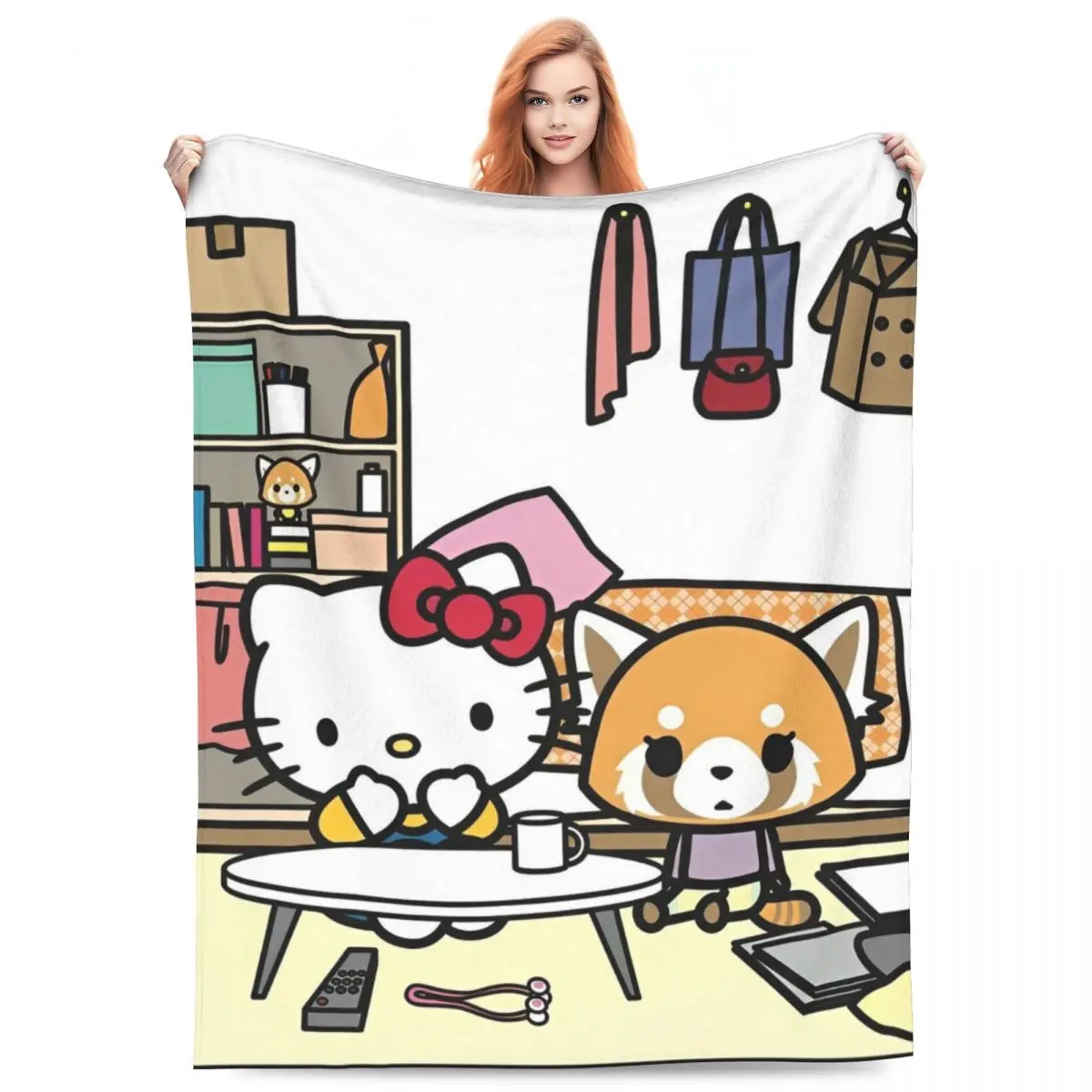 

Aggretsuko мультфильм теплое мягкое одеяло дорожное плюшевое одеяло удобный диван-кровать фланелевое покрывало диван-кровать