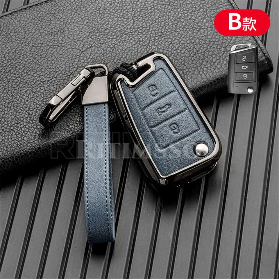 Carcasa de Metal para llave de coche, carcasa sin llave para VW Volkswagen Golf 7 MK7 Tiguan MK2, Seat Ateca Leon FR 2 Ibiza Skoda Octavia