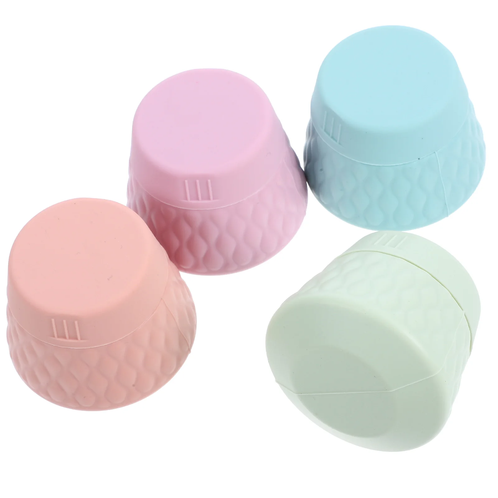 

4pcs Silicone Travel Containers Portable Mini Face Cream Bottles LeakProof Refillable Makeup Jars Green Purple