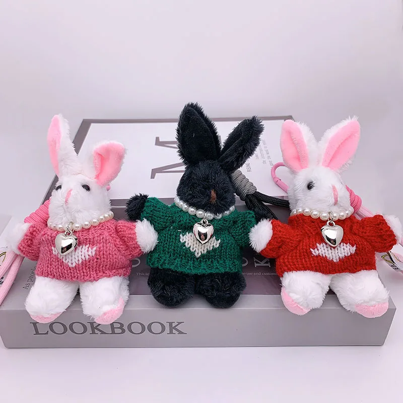 Portachiavi in peluche con coniglio Kawaii da 15 cm Ciondolo in peluche con coniglietto carino Portachiavi con animali morbidi Portachiavi per auto Accessori per borse da donna per ragazze