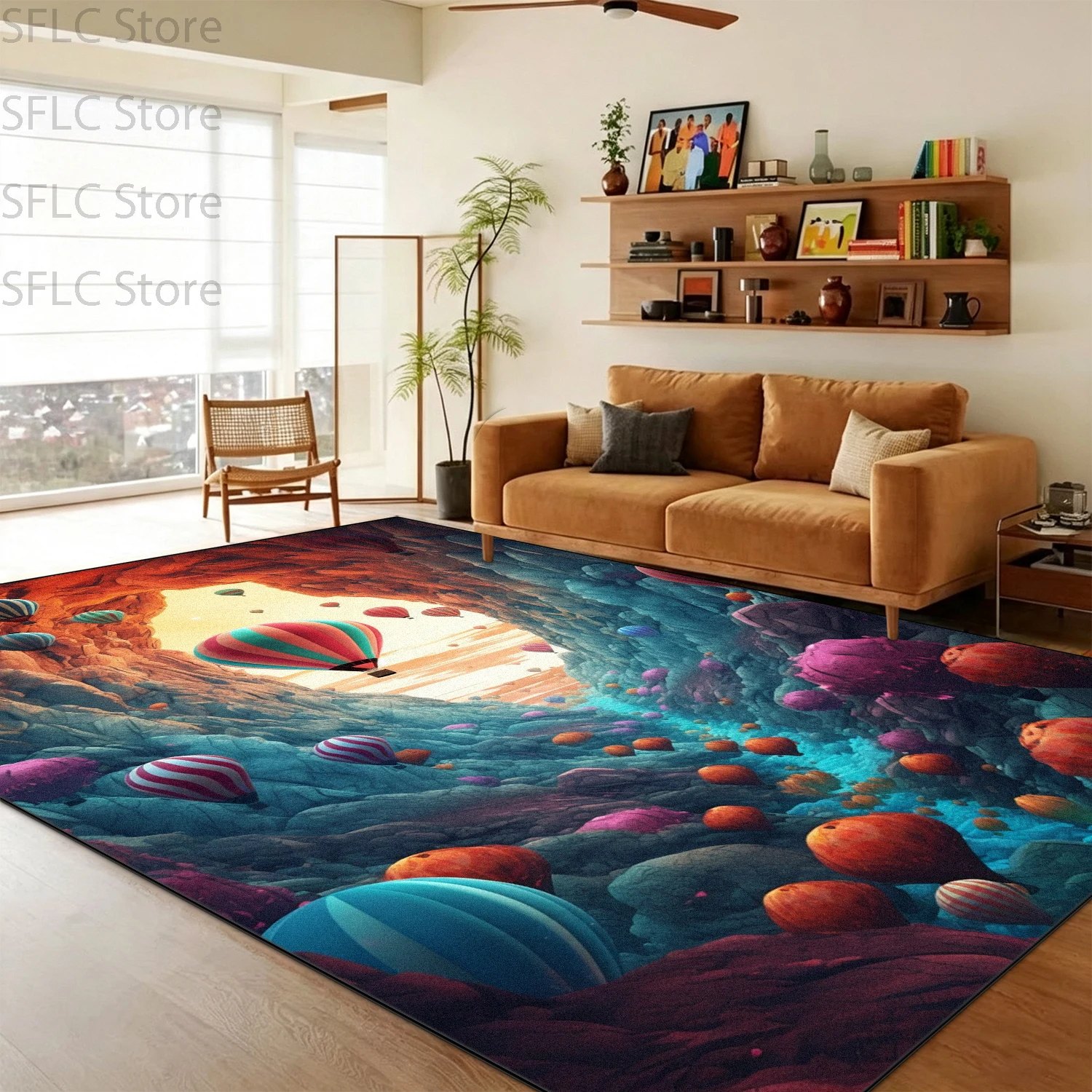 3D Sci-fi Style Living Room Large Area Carpet Antiskid Washable Bedroom Bedside Mat Soft Easy Cleaning Study Rugs Customizable