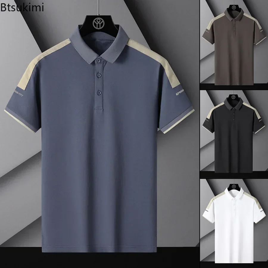 2026 Korea Style Men's Summer Casual Polo Shirts Short Sleeve Fashion Men's Black White Cotton Breathable Tops Tee Oversize 5XL
