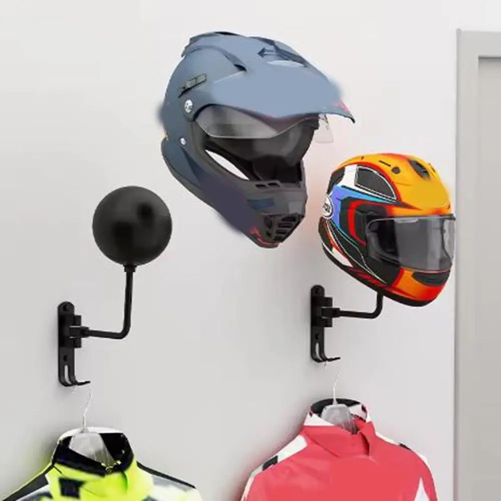 

Space Aluminum 180° Rotation Helmet Hanger Space Saving Wall Mounted Helmet Display Rack Heavy-Duty with Double Hooks